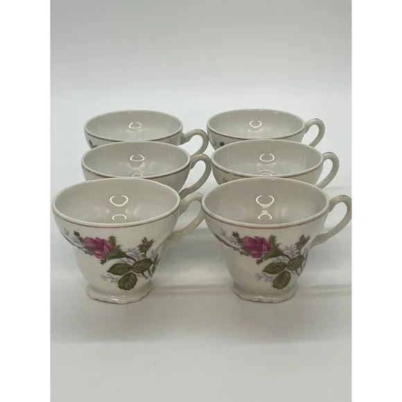 Set of 6 PorcelainTea Cups with Pink Roses Made in Japan - Picture 11 of 11
